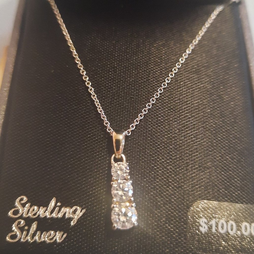 Sterling Silver CZ pendant necklace